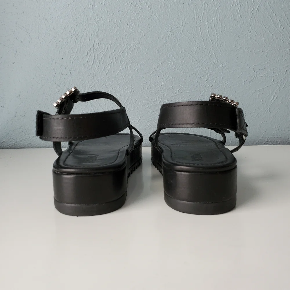 NEW Schutz Ruth Platform Sandals 90's Y2K Grunge Rhinestone Buckles Leather - Picture 3 of 8